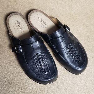 Softspots Black Leather Clogs